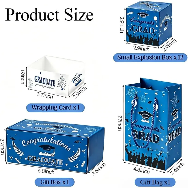 Surprise Pop Up Gift Box for Graduation Money Gifts with Confetti, Card and Gift Bag
