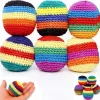 Hand-Made Knitted Footbags Set - Colorful Crochet Footbag for Adults & Beginners
