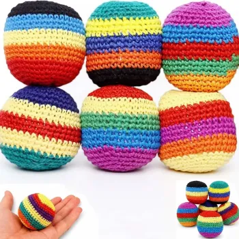 Hand-Made Knitted Footbags Set - Colorful Crochet Footbag for Adults & Beginners