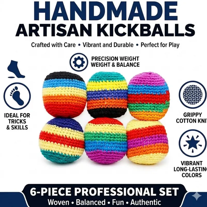Hand-Made Knitted Footbags Set - Colorful Crochet Footbag for Adults & Beginners