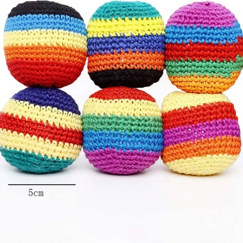 Hand-Made Knitted Footbags Set - Colorful Crochet Footbag for Adults & Beginners