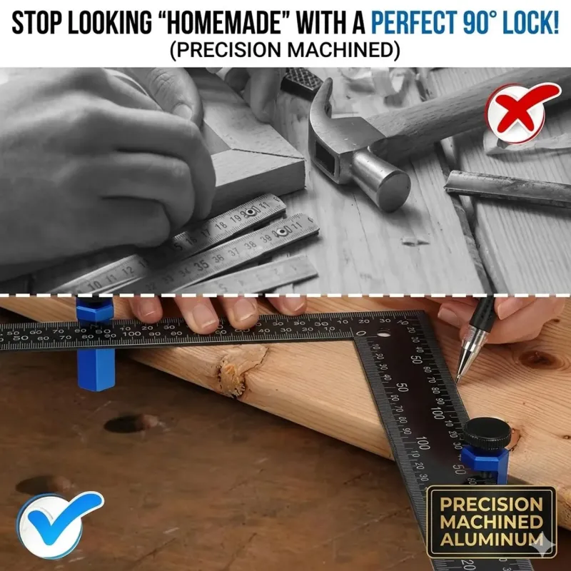 六角形高楼梯规，适用于框架方尺 - 防滑直角尺夹带钩