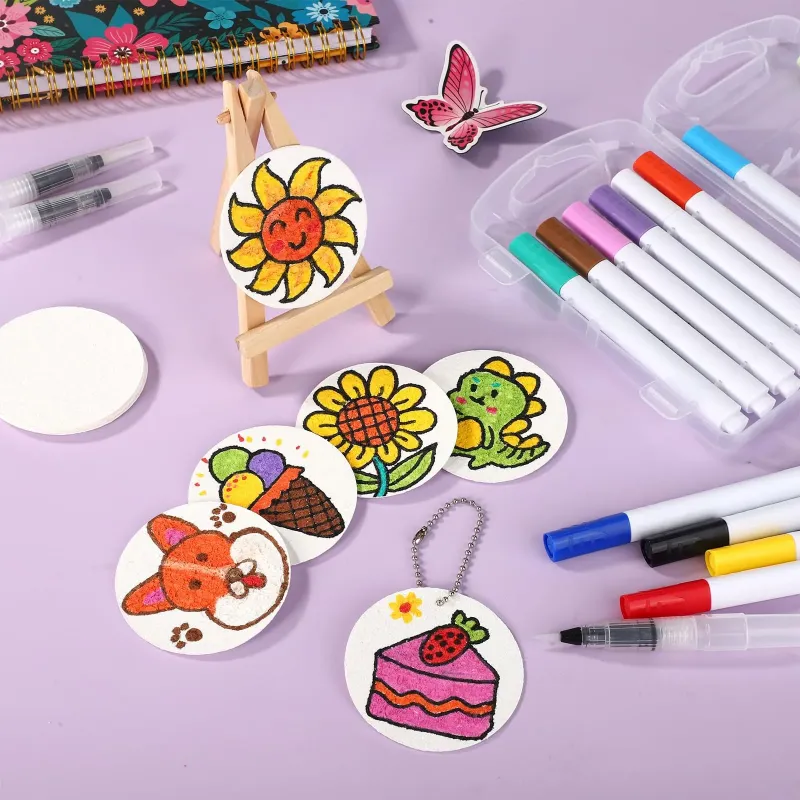 神奇3D膨胀海绵画布 - 水激活纹理艺术套装，适合儿童和DIY爱好者