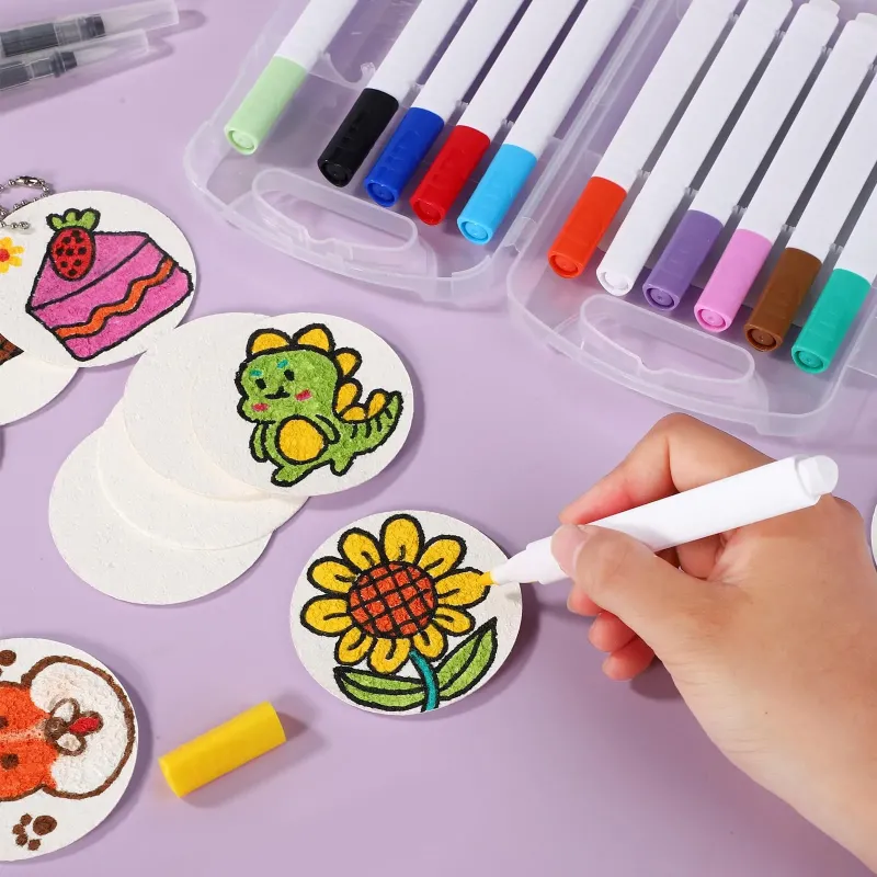 神奇3D膨胀海绵画布 - 水激活纹理艺术套装，适合儿童和DIY爱好者