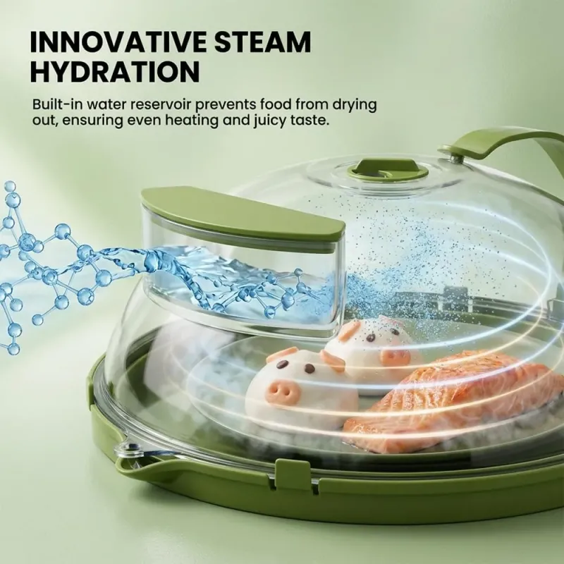 微波炉防溅罩带蒸笼 - 10英寸高圆顶盘罩