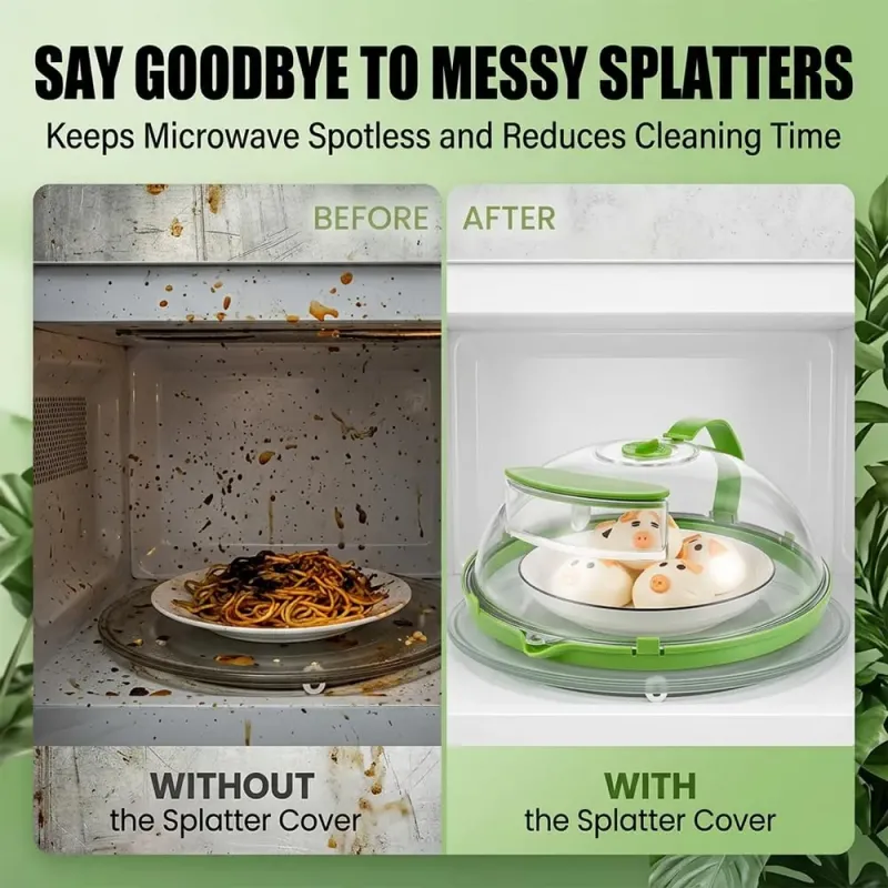 微波炉防溅罩带蒸笼 - 10英寸高圆顶盘罩