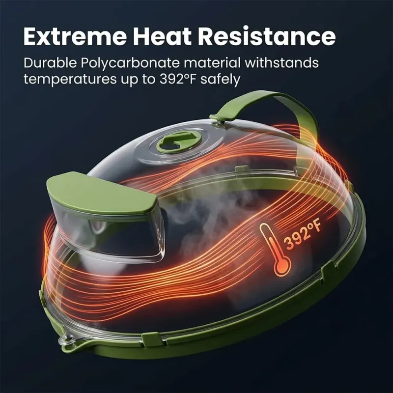 微波炉防溅罩带蒸笼 - 10英寸高圆顶盘罩