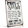 Mom's Sh*t List Funny Aluminum Metal Sign Retro Wall Decor 8x12 Inch