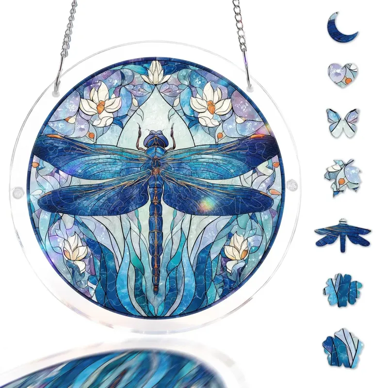 亚克力阳光捕捉器拼图 - 月影蜻蜓 居家装饰套件