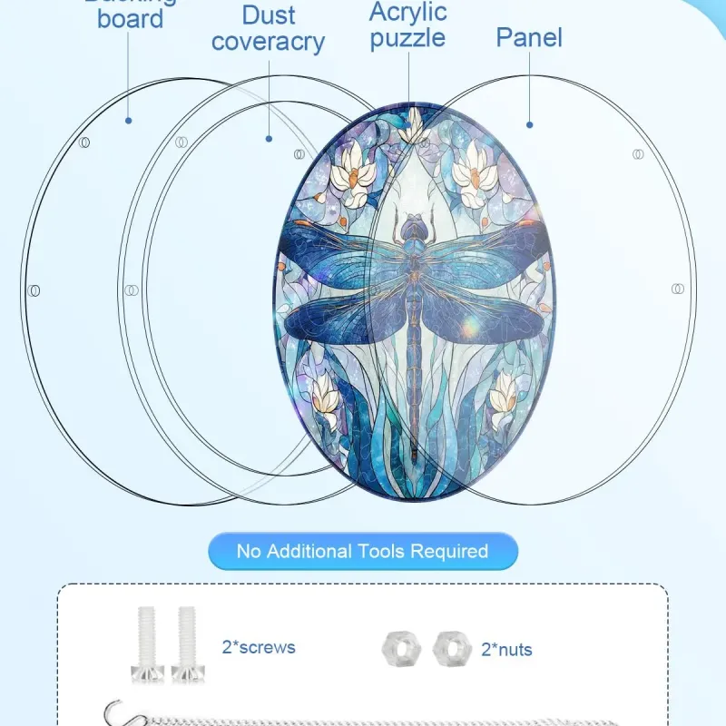 亚克力阳光捕捉器拼图 - 月影蜻蜓 居家装饰套件