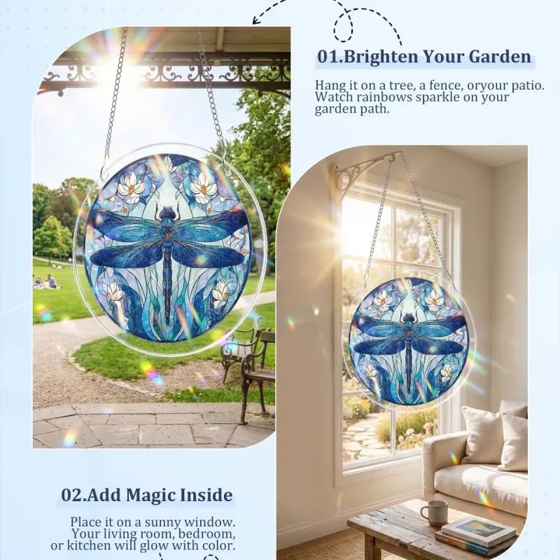 亚克力阳光捕捉器拼图 - 月影蜻蜓 居家装饰套件