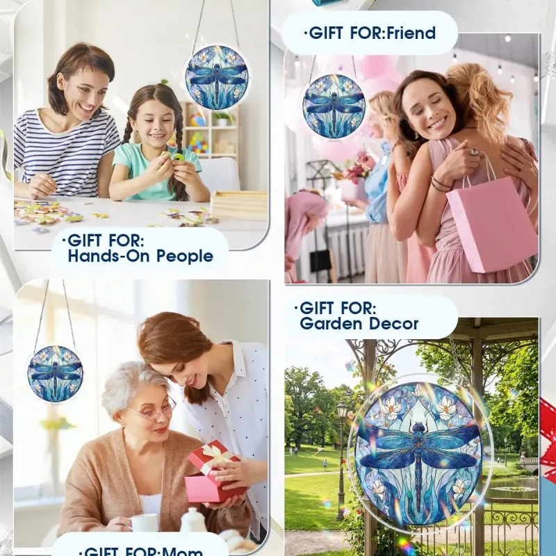 亚克力阳光捕捉器拼图 - 月影蜻蜓 居家装饰套件