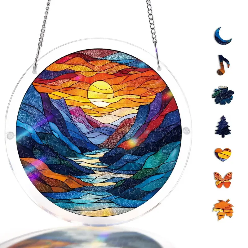 亚克力阳光捕捉器拼图 - 月下河畔 居家装饰套件
