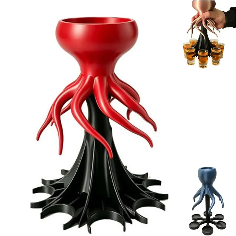 Food Grade 3D Printed Octopus 6 & 8-Shot Alcohol Dispenser for Drinks and Parties