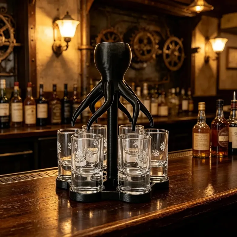 Food Grade 3D Printed Octopus 6 & 8-Shot Alcohol Dispenser for Drinks and Parties