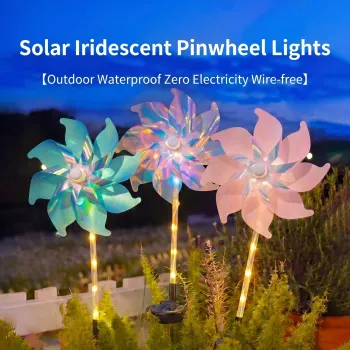 Outdoor Waterproof Solar Windmill Light Garden Lawn Landscape Decor Plug Light