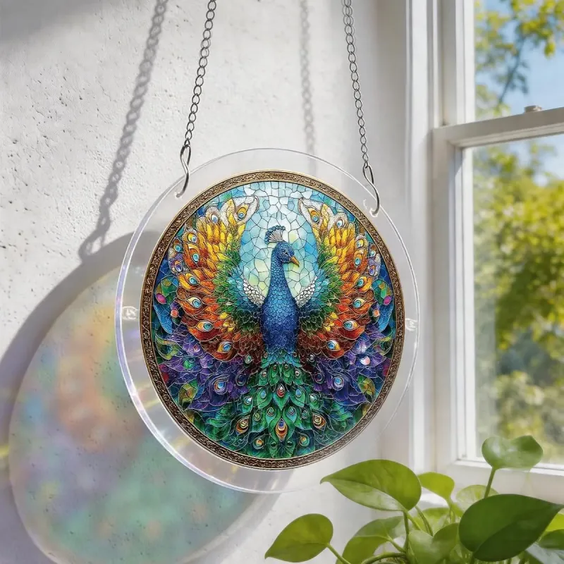 亚克力阳光捕捉器拼图 - 璀璨孔雀 居家装饰套件