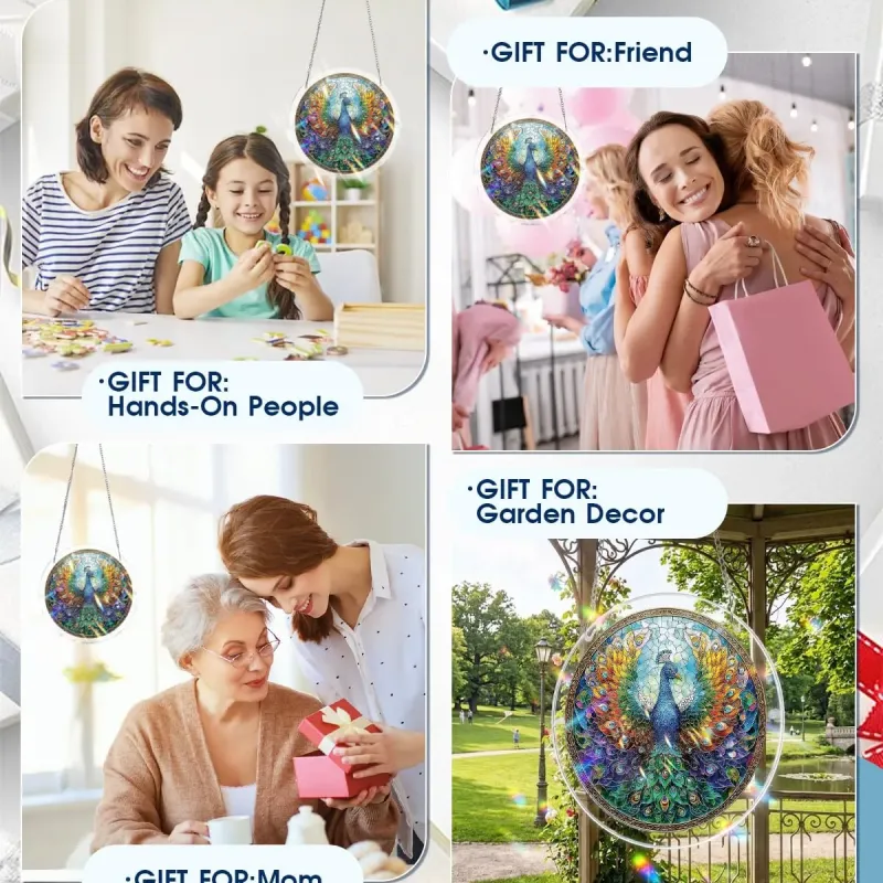 亚克力阳光捕捉器拼图 - 璀璨孔雀 居家装饰套件