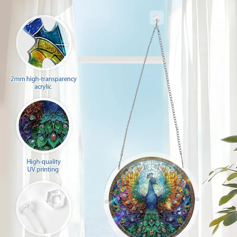 亚克力阳光捕捉器拼图 - 璀璨孔雀 居家装饰套件