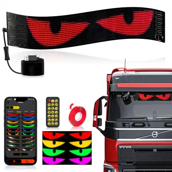 汽车卡车挡风玻璃 LED 恶魔之眼 柔性可编程车载显示屏 蓝牙APP与遥控器控制