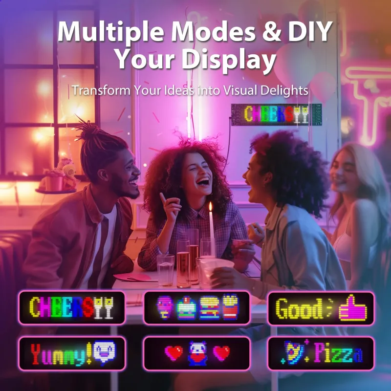 汽车卡车挡风玻璃 LED 恶魔之眼 柔性可编程车载显示屏 蓝牙APP与遥控器控制