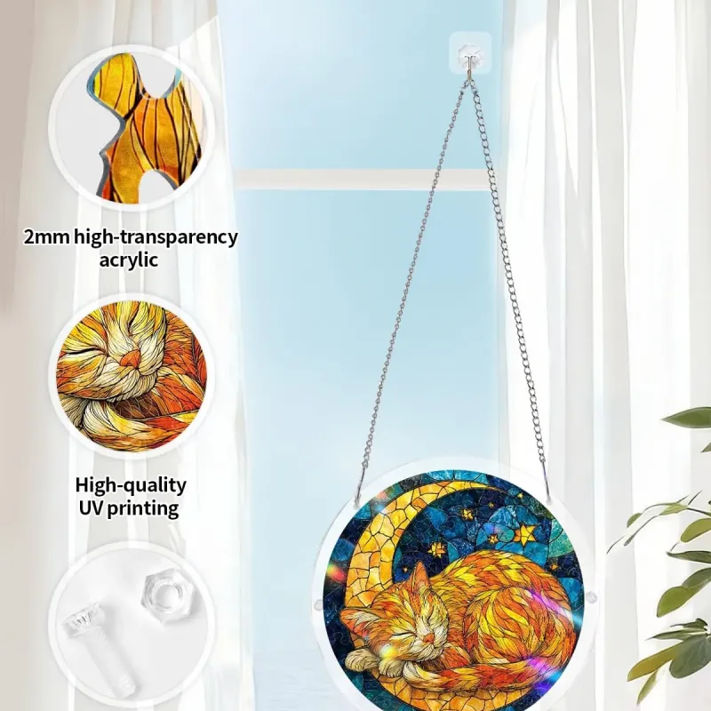 亚克力阳光捕捉器拼图 - 星月猫咪 居家装饰套件