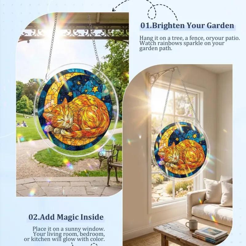 亚克力阳光捕捉器拼图 - 星月猫咪 居家装饰套件