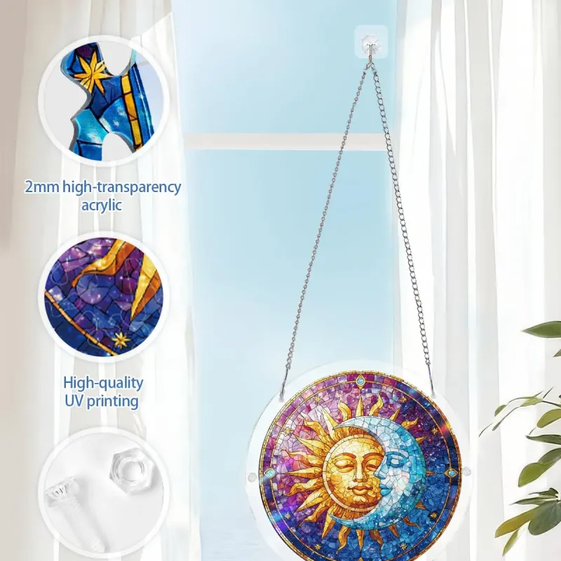 Rompecabezas Acrílico Atrapasoles - Sol y Luna en Armonía