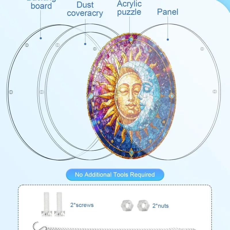 Rompecabezas Acrílico Atrapasoles - Sol y Luna en Armonía