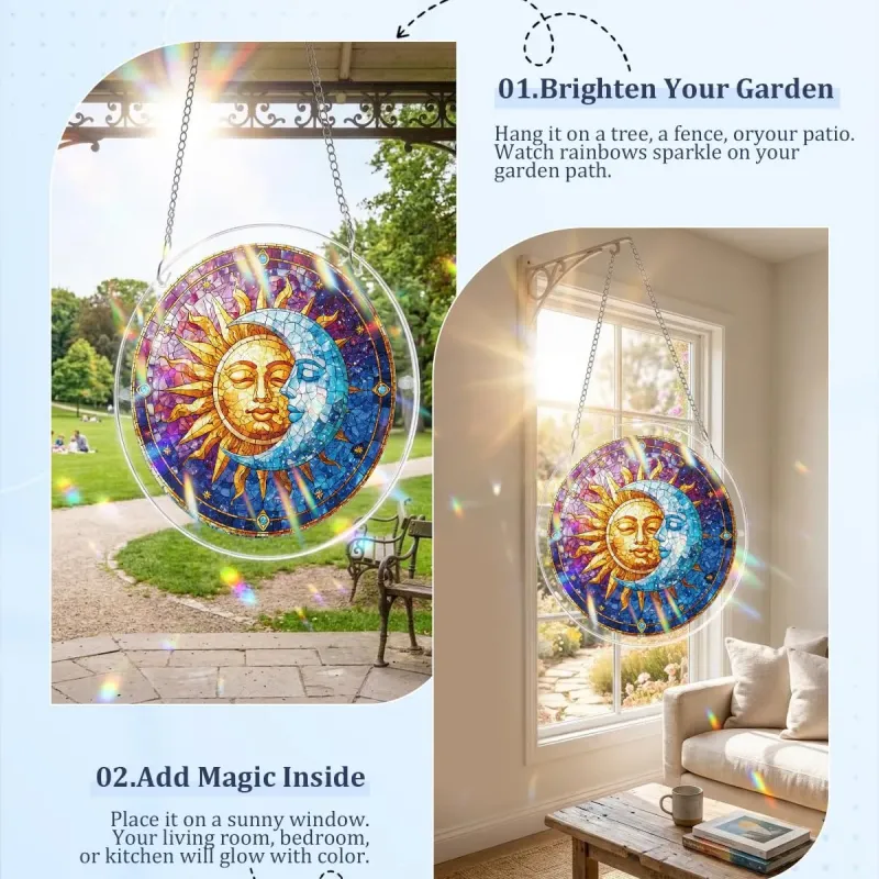 Rompecabezas Acrílico Atrapasoles - Sol y Luna en Armonía