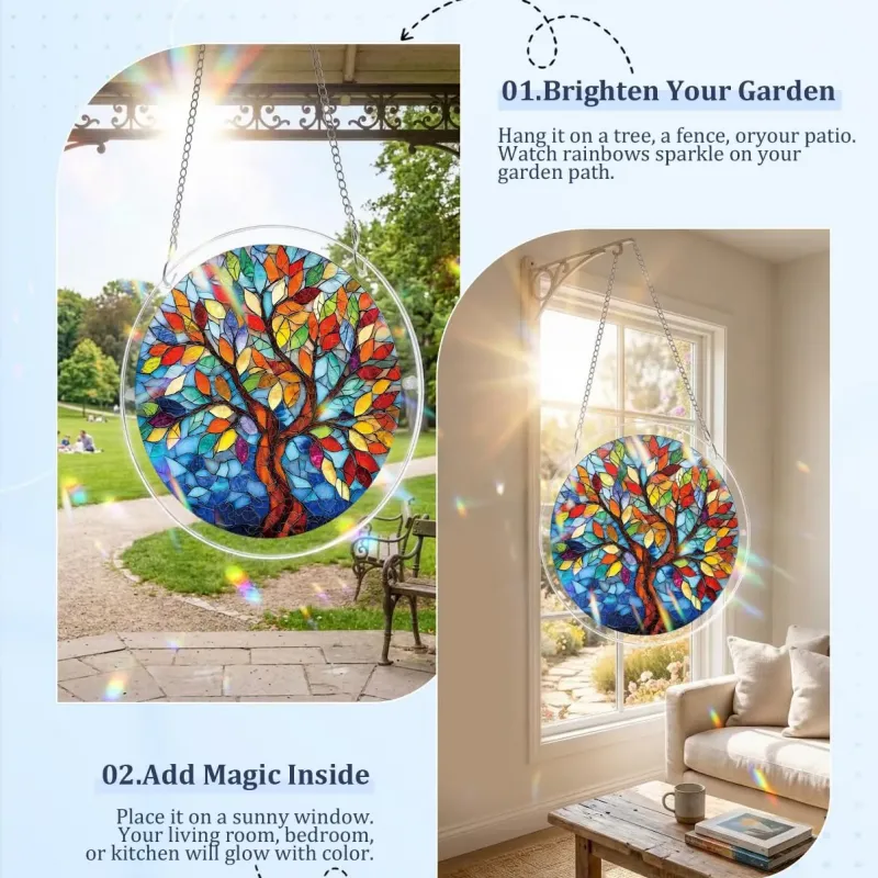 Acryl Sonnenfänger Puzzle - Baum aus strahlendem Glas