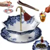Umbrella-Shaped Ceramic Tea Filter Rotatable Porcelain Tea Strainer Reusable Tea Separator