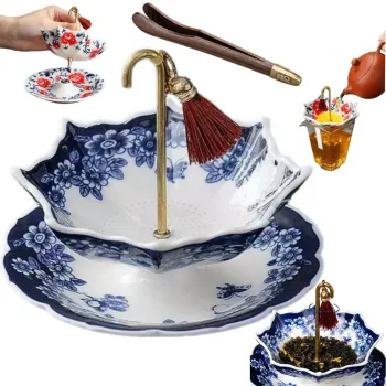 Umbrella-Shaped Ceramic Tea Filter Rotatable Porcelain Tea Strainer Reusable Tea Separator