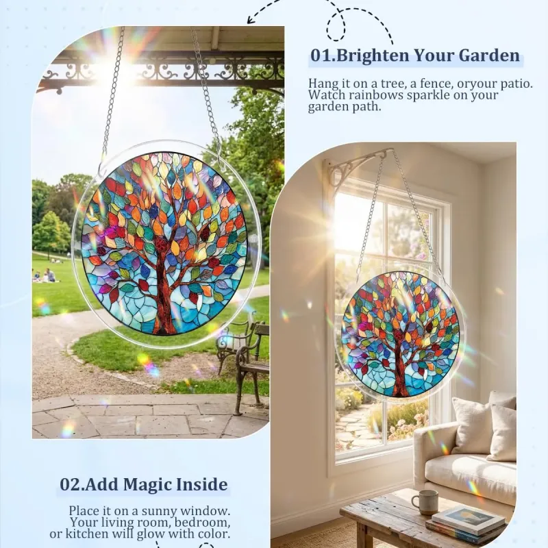 アクリル サンキャッチャー パズル - 鮮やかな生命の樹