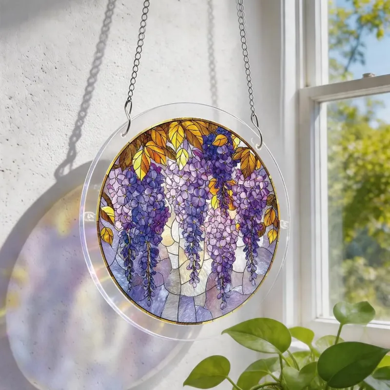 Acryl Sonnenfänger Puzzle - Blauregen im Glaslicht