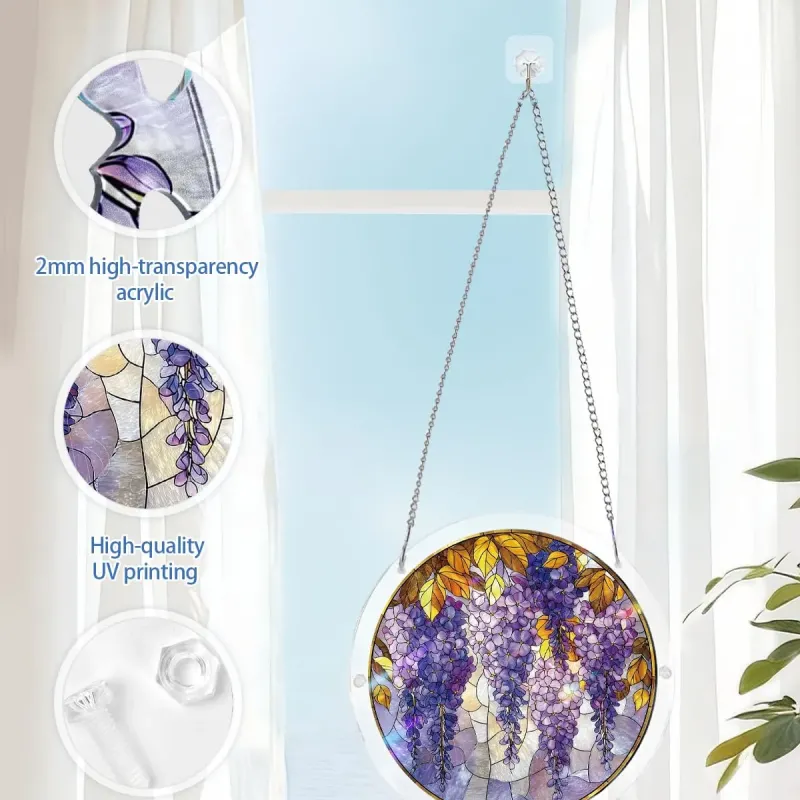 Acryl Sonnenfänger Puzzle - Blauregen im Glaslicht