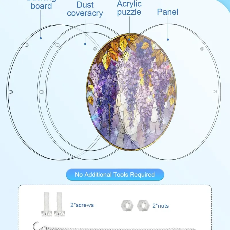 Acryl Sonnenfänger Puzzle - Blauregen im Glaslicht