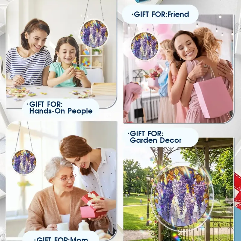 Acryl Sonnenfänger Puzzle - Blauregen im Glaslicht