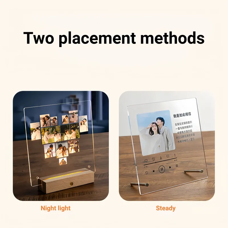 定制亚克力照片夜灯留言板 - 带无线底座的个性化相框