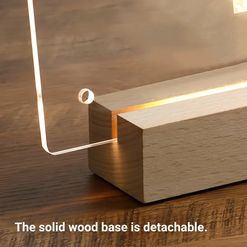 定制亚克力照片夜灯留言板 - 带无线底座的个性化相框