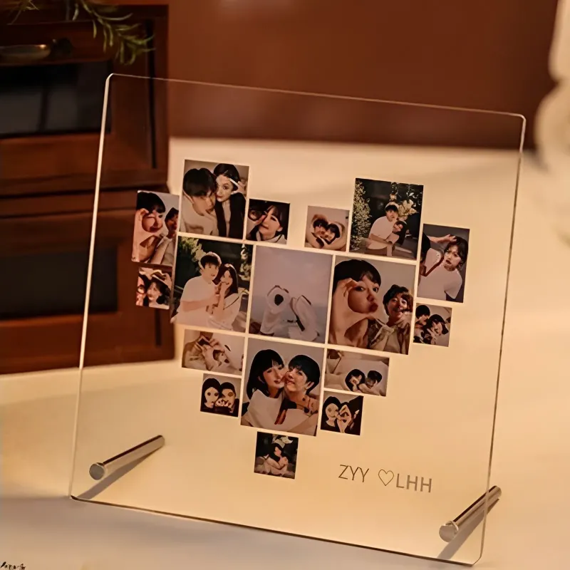 定制亚克力照片夜灯留言板 - 带无线底座的个性化相框