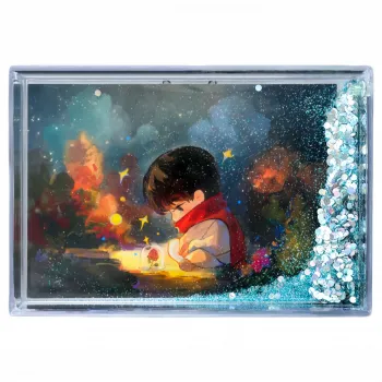 定制亚克力流沙相框 – 个性化液态闪光照片块，适用于婚礼、婴儿、情侣礼物 – DIY 摇晃闪光展示