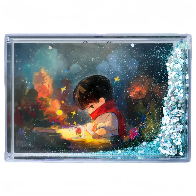 定制亚克力流沙相框 – 个性化液态闪光照片块，适用于婚礼、婴儿、情侣礼物 – DIY 摇晃闪光展示