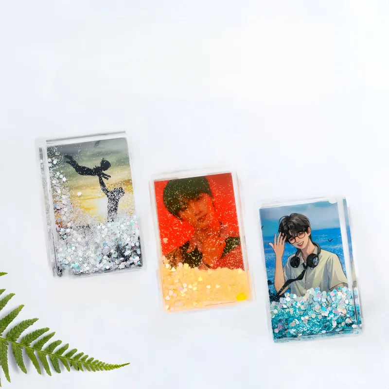 定制亚克力流沙相框 – 个性化液态闪光照片块，适用于婚礼、婴儿、情侣礼物 – DIY 摇晃闪光展示