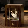 定制双星座夜灯 - 高级黑胡桃木和K9水晶3D灯