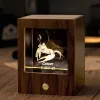 定制双星座夜灯 - 高级黑胡桃木和K9水晶3D灯