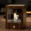 定制双星座夜灯 - 高级黑胡桃木和K9水晶3D灯
