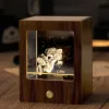 定制双星座夜灯 - 高级黑胡桃木和K9水晶3D灯