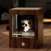 定制双星座夜灯 - 高级黑胡桃木和K9水晶3D灯