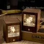 定制双星座夜灯 - 高级黑胡桃木和K9水晶3D灯